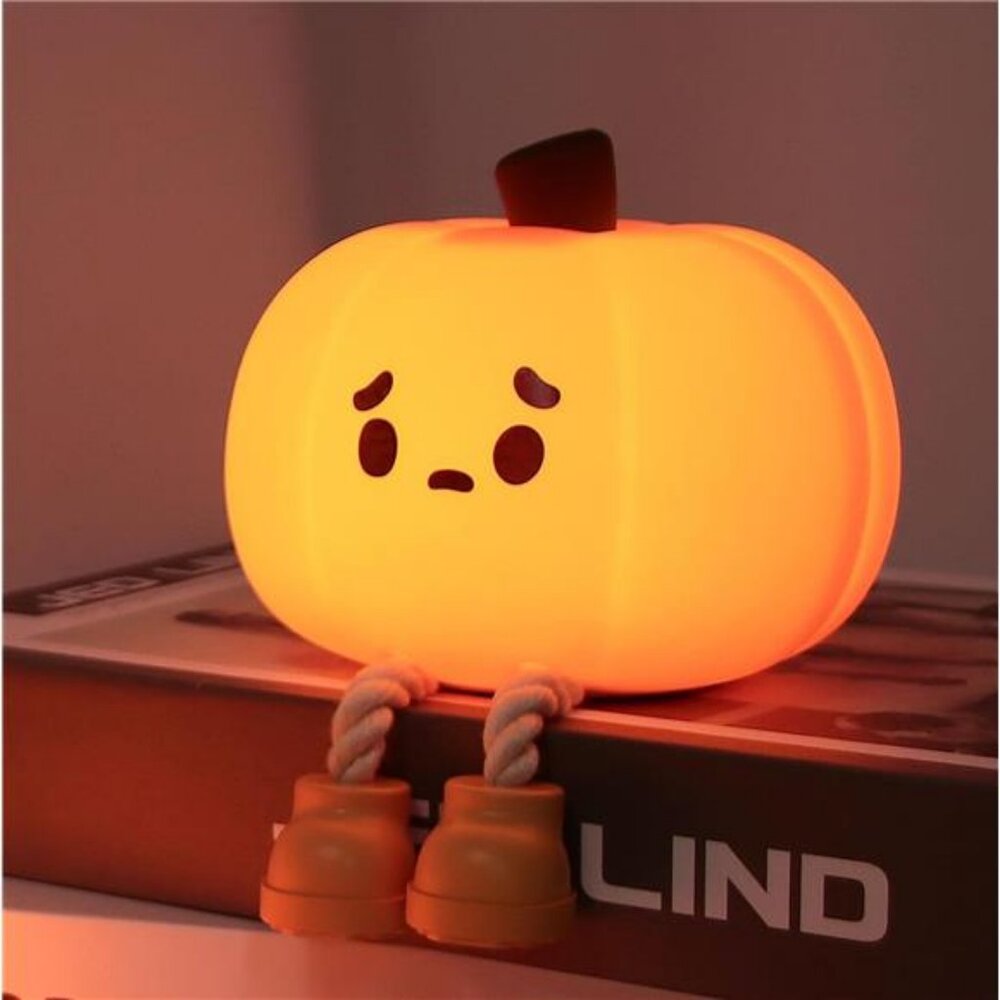 Cute Pumpkin Night Light Silicone LED Lamp Rechargeable Bedside Touch Lamp